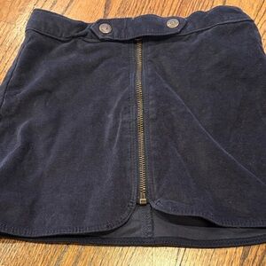 Zara Navy Blue Corduroy Skirt with Front Zipper